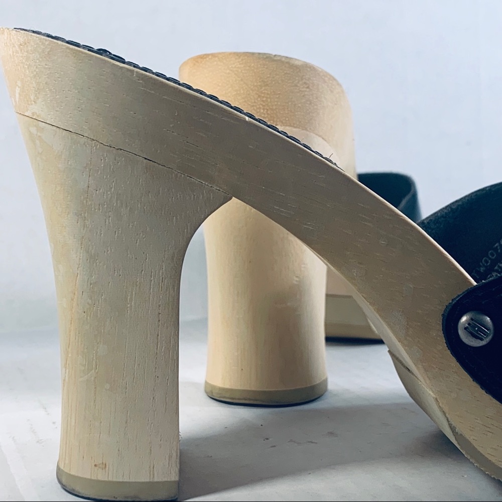Tommy Hilfiger Leather and Wood Heels